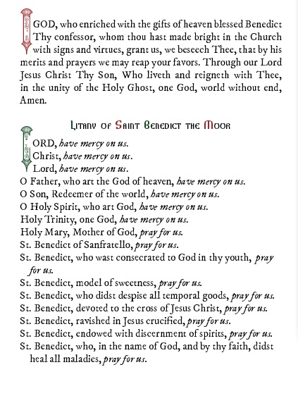 Saint Benedict the Moor Book of Prayers – Hoquessing Creek Trading Company